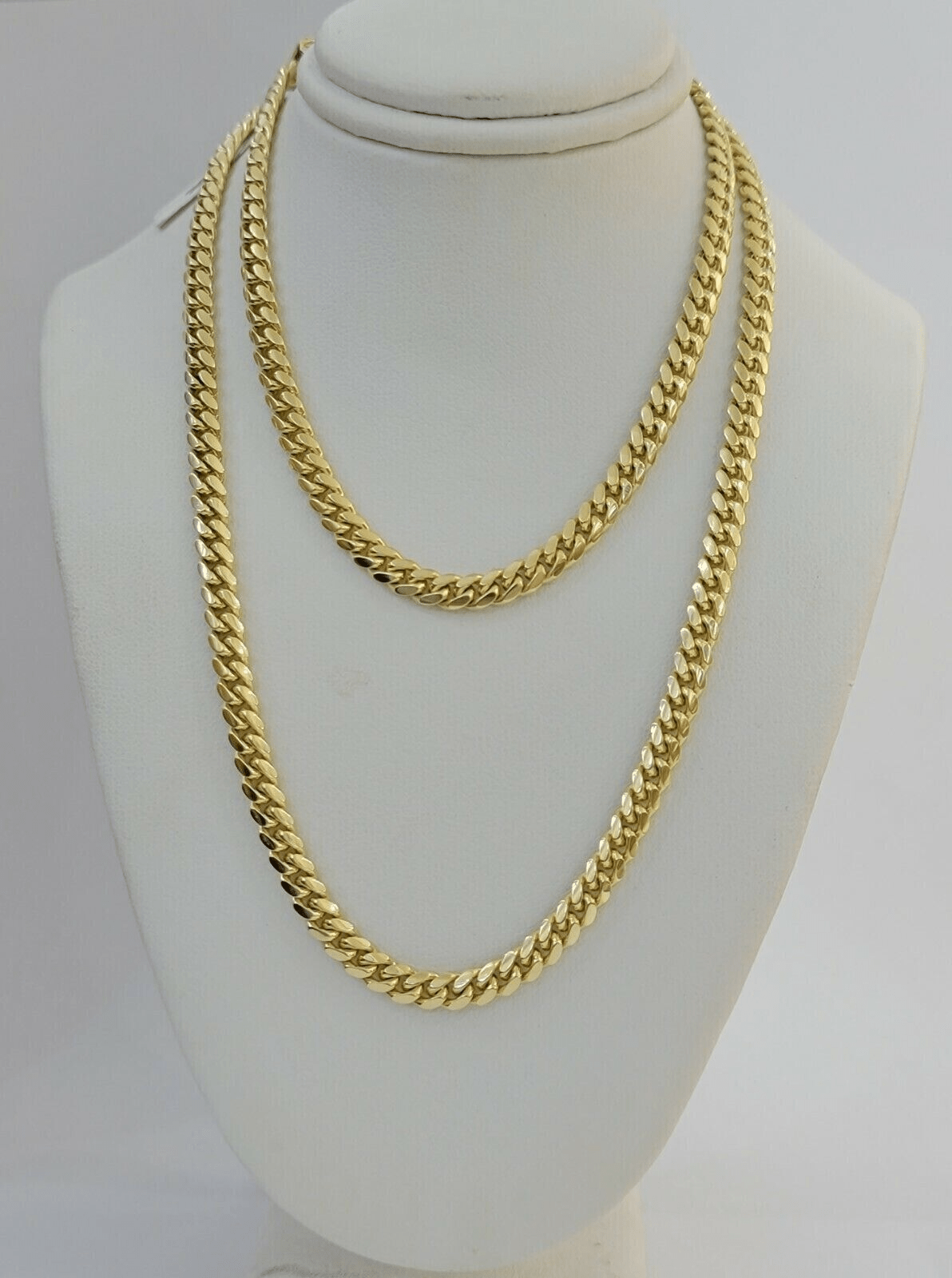 Solid 14k yellow Gold Miami Cuban link chain 24 Inch 4mm Necklace STRONG Links - GoldenlinQ